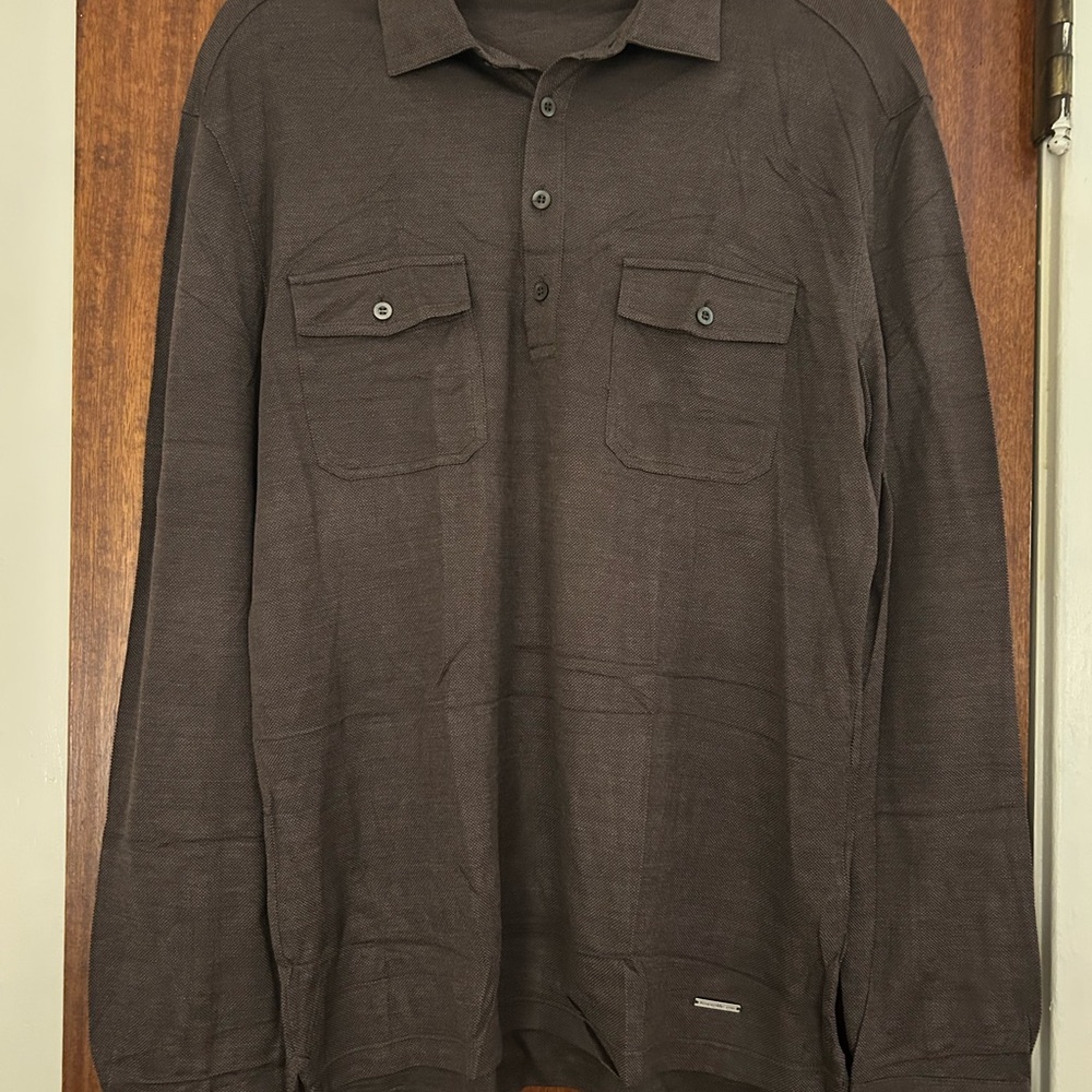 Ermenegildo Zegna Dark Brown Casual Button Down Shirt